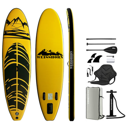 Weisshorn Stand Up Paddle Board 10.6ft Inflatable SUP Surfboard Paddleboard Kayak Surf Yellow SUP-D-106FT-80-15-YE
