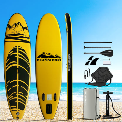 Weisshorn Stand Up Paddle Board 10.6ft Inflatable SUP Surfboard Paddleboard Kayak Surf Yellow SUP-D-106FT-80-15-YE