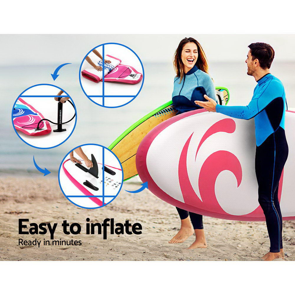 Weisshorn Stand Up Paddle Board 11ft Inflatable SUP Surfboard Paddleboard Kayak Surf Pink SUP-D-11FT-81-15-PK