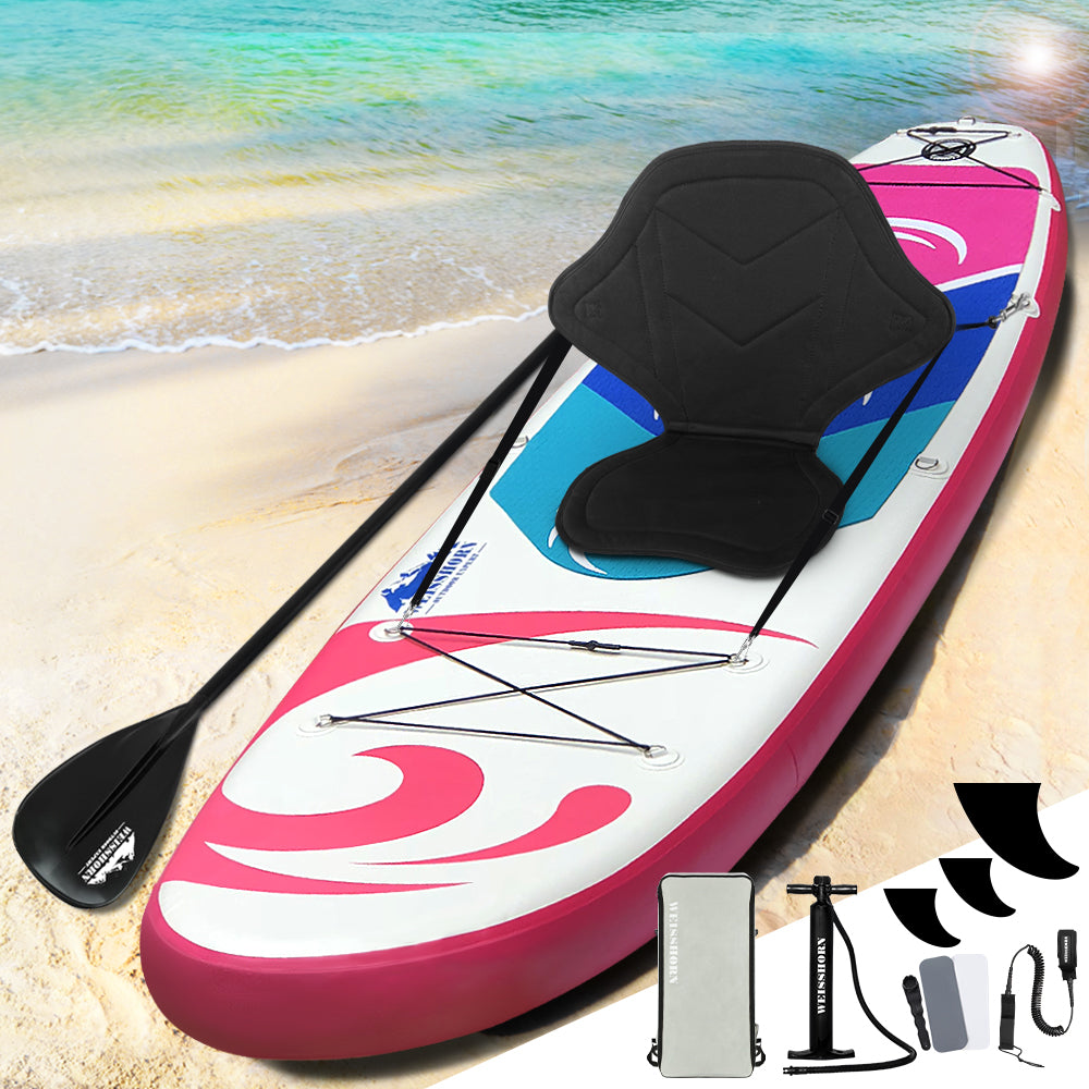 Weisshorn Stand Up Paddle Board 11ft Inflatable SUP Surfboard Paddleboard Kayak Surf Pink SUP-D-11FT-81-15-PK
