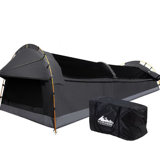 Weisshorn Double Swag Camping Swags Deluxe Canvas Tent Dark Grey SWAG-C-DOU-DGR-FC