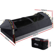 Weisshorn Double Swag Camping Swags Deluxe Canvas Tent Dark Grey SWAG-C-DOU-DGR-FC