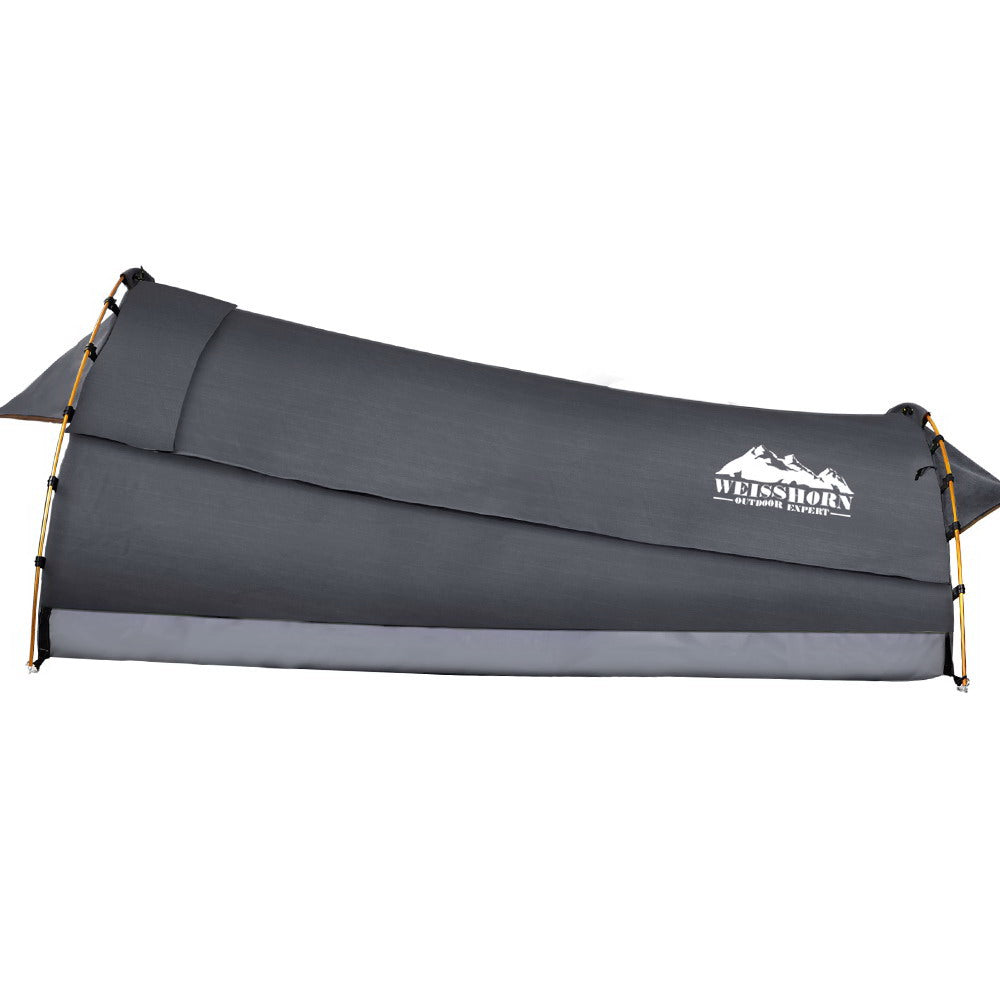 Weisshorn Double Swag Camping Swags Deluxe Canvas Tent Dark Grey SWAG-C-DOU-DGR-FC