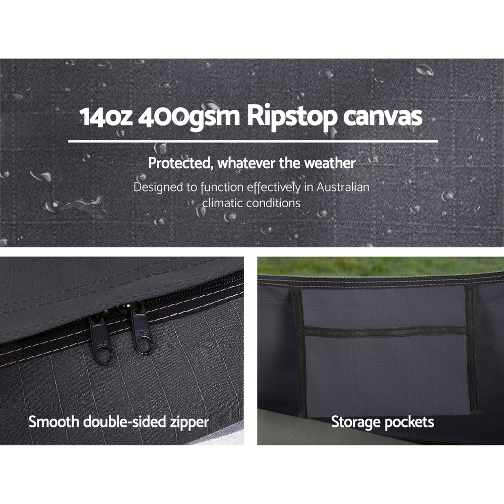 Weisshorn Double Swag Camping Swags Deluxe Canvas Tent Dark Grey SWAG-C-DOU-DGR-FC