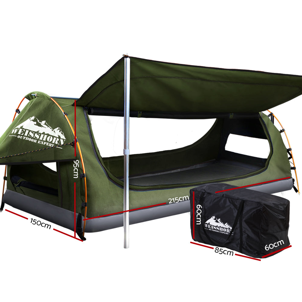 Weisshorn Double Swag Camping Swags Canvas Free Standing Dome Tent Celadon SWAG-C-WING-D-CE