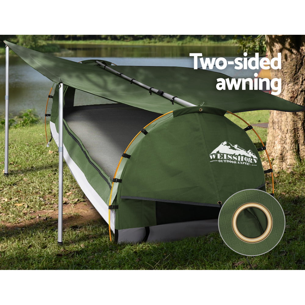 Weisshorn Double Swag Camping Swags Canvas Free Standing Dome Tent Celadon SWAG-C-WING-D-CE