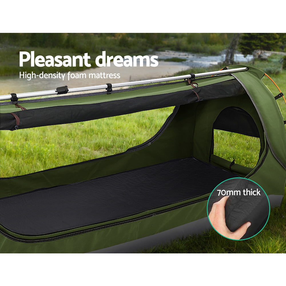 Weisshorn Double Swag Camping Swags Canvas Free Standing Dome Tent Celadon SWAG-C-WING-D-CE