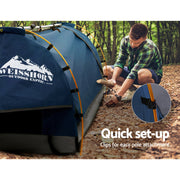 Weisshorn Double Swag Camping Swags Canvas Free Standing Dome Tent Dark Blue 4CM SWAG-C-WING-D-DBL
