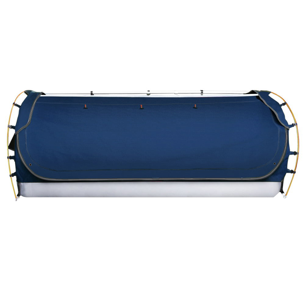 Weisshorn King Single Swag Camping Swags Canvas Free Standing Dome Tent Blue SWAG-C-WING-S-DBL-FC