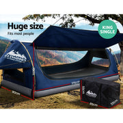 Weisshorn King Single Swag Camping Swags Canvas Free Standing Dome Tent Blue SWAG-C-WING-S-DBL-FC