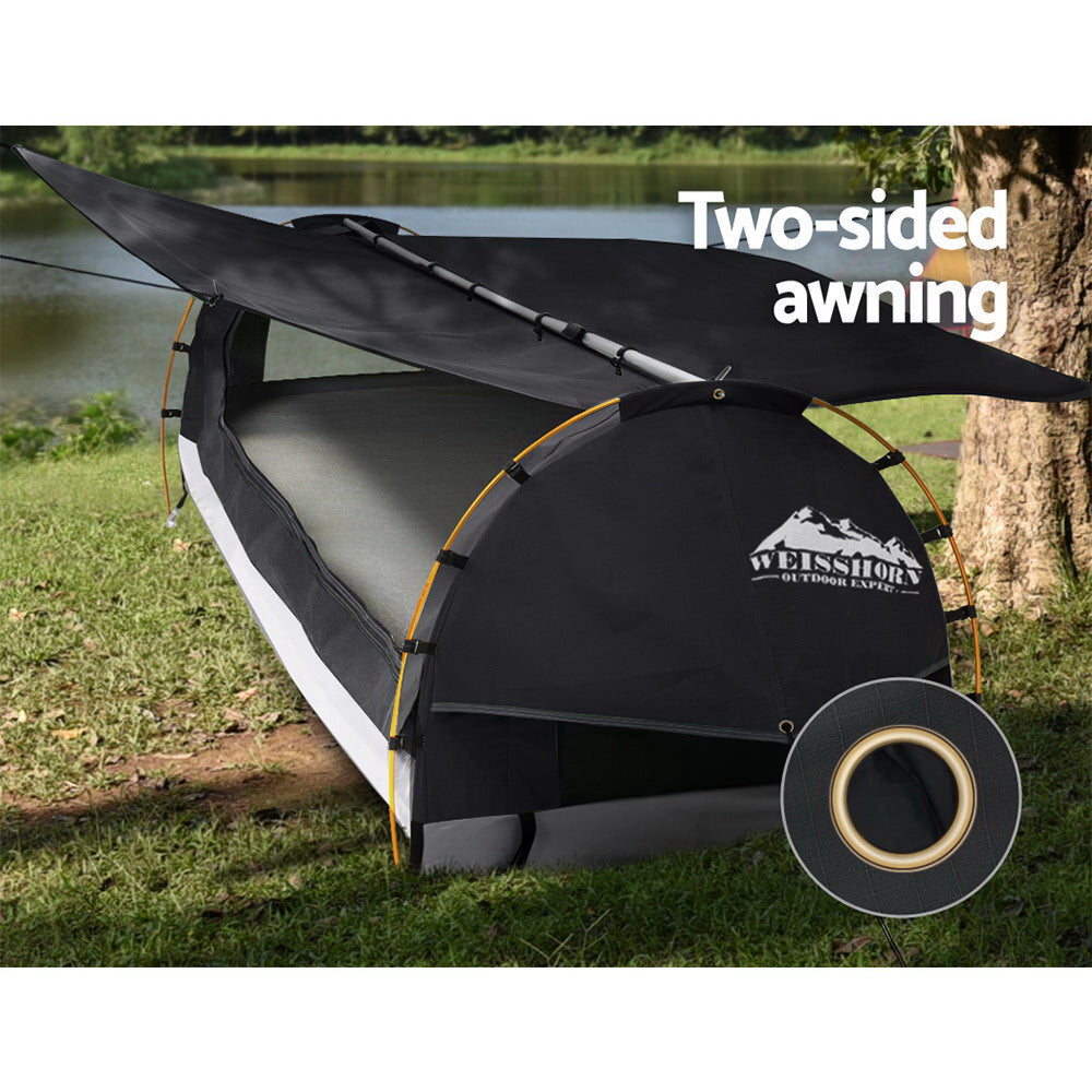 Weisshorn King Single Swag Camping Swags Canvas Free Standing Dome Tent Grey SWAG-C-WING-S-DGR-FC