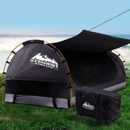 Weisshorn King Single Swag Camping Swags Canvas Free Standing Dome Tent Grey SWAG-C-WING-S-DGR-FC