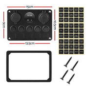 Giantz 5 Gang 12V Switch Panel For Car Boat Marine USB ON-OFF LED Rocker Toggle SWITCH-A-5-LED-BK