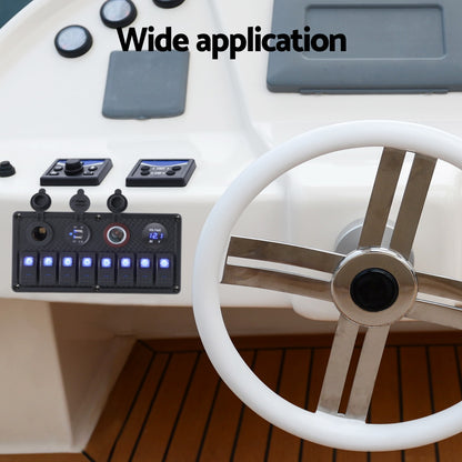Giantz 8 Gang 12V Switch Panel For Car Boat Marine USB ON-OFF LED Rocker Toggle SWITCH-A-8-LED-BK