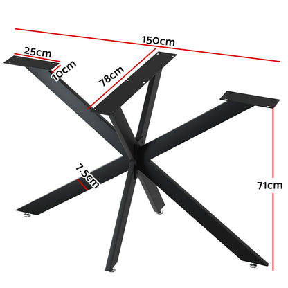 Artiss Starburst Table Legs Coffee Dining Table Legs DIY Metal Leg 150X78cm TAB-LEG-7115078-BK