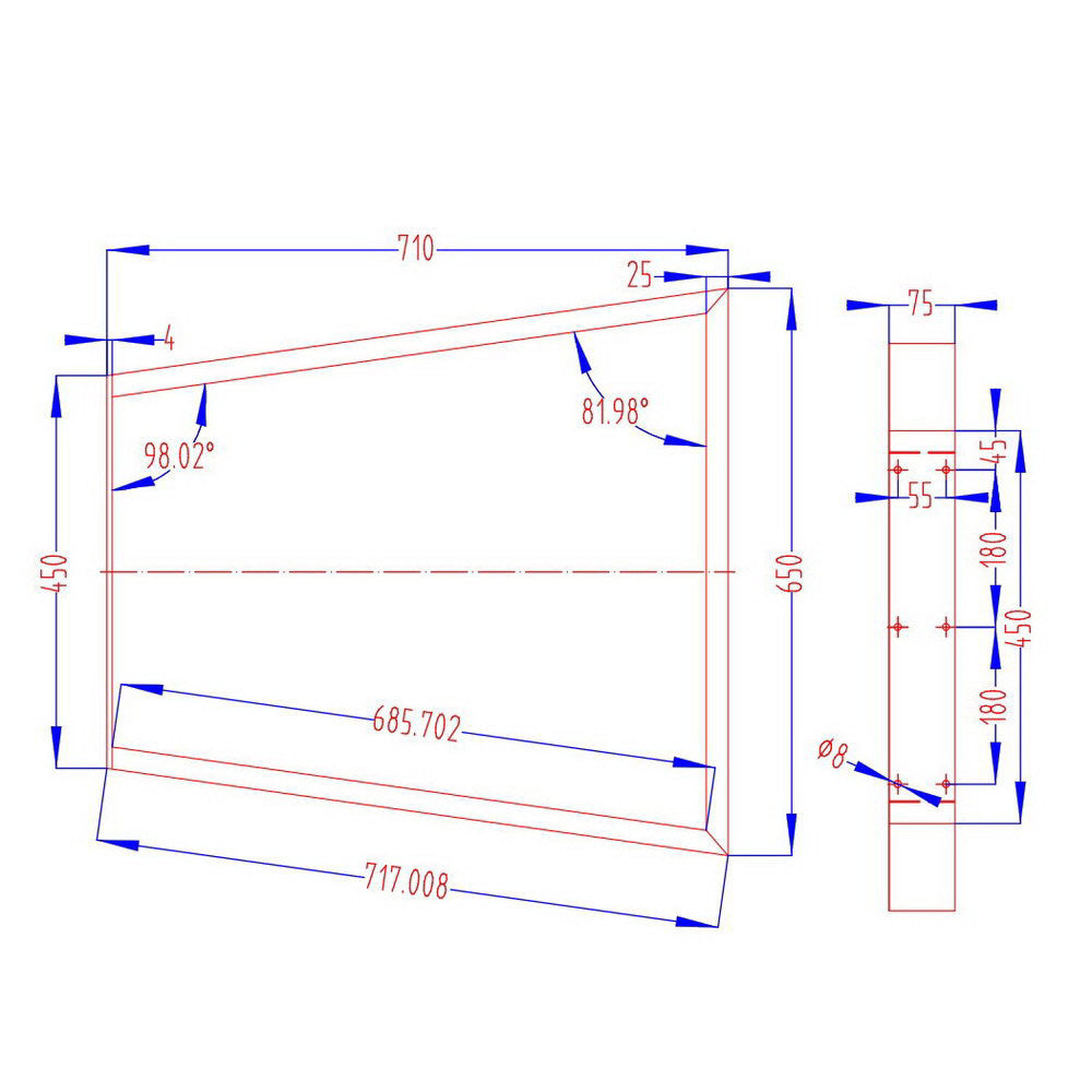 Artiss Metal Table Legs DIY Trapezoid 45X65CM Set of 2 TAB-LEG-TRA-714565-BKX2
