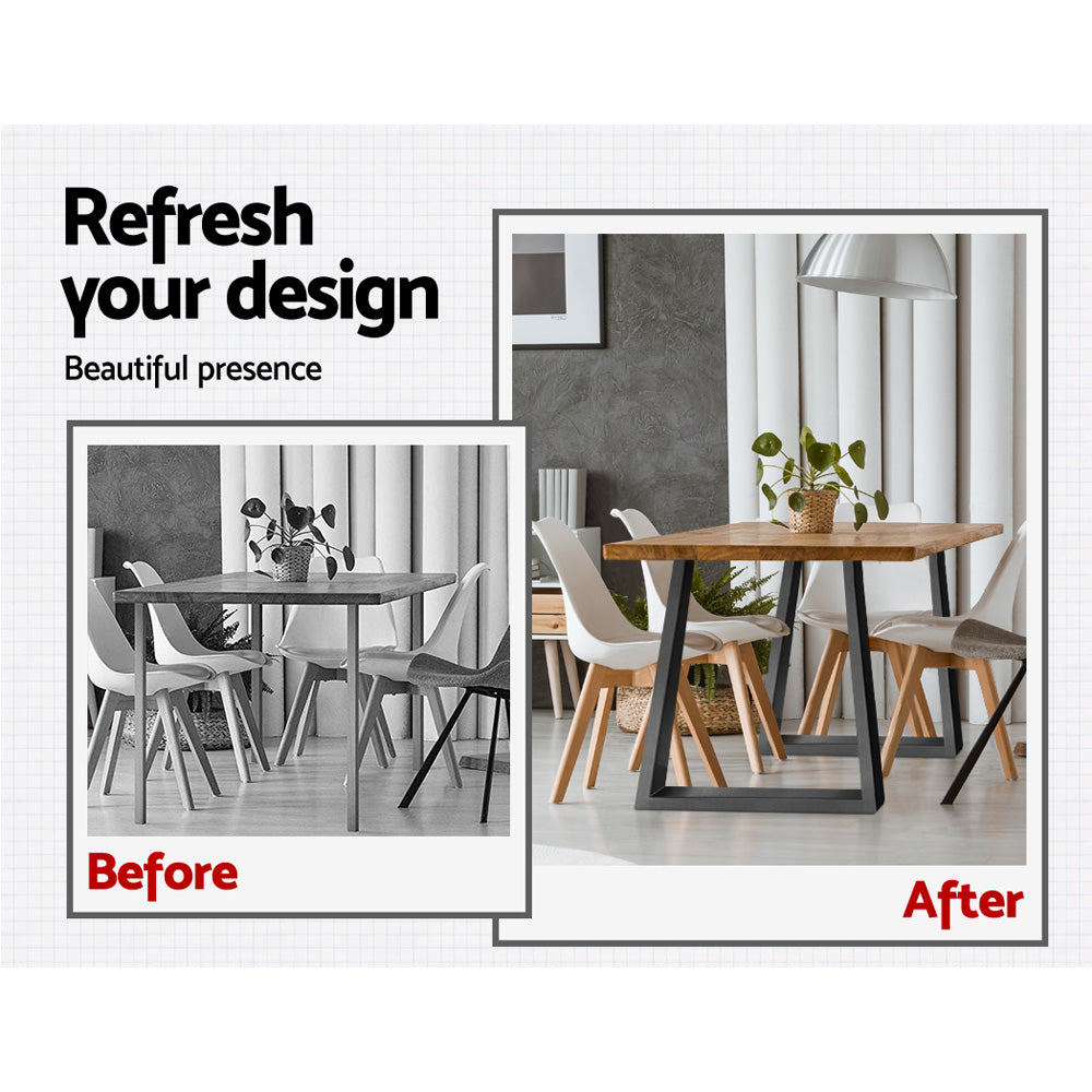 Artiss Metal Table Legs DIY Trapezoid 65X90CM Set of 2 TAB-LEG-TRA-716590-BKX2