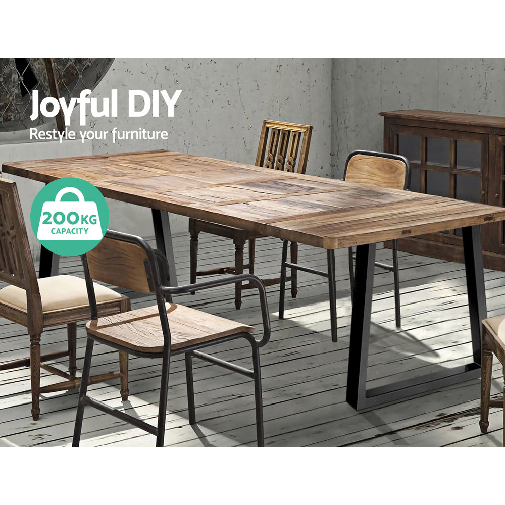 Artiss Metal Table Legs DIY Trapezoid 65X90CM Set of 2 TAB-LEG-TRA-716590-BKX2