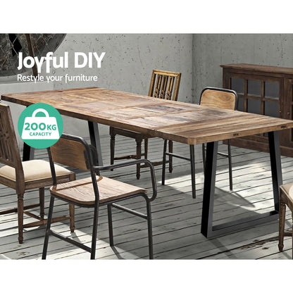 Artiss Metal Table Legs DIY Trapezoid 65X90CM Set of 2 TAB-LEG-TRA-716590-BKX2