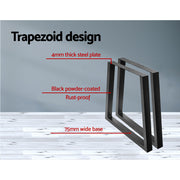 Artiss Metal Table Legs DIY Trapezoid 65X90CM Set of 2 TAB-LEG-TRA-716590-BKX2