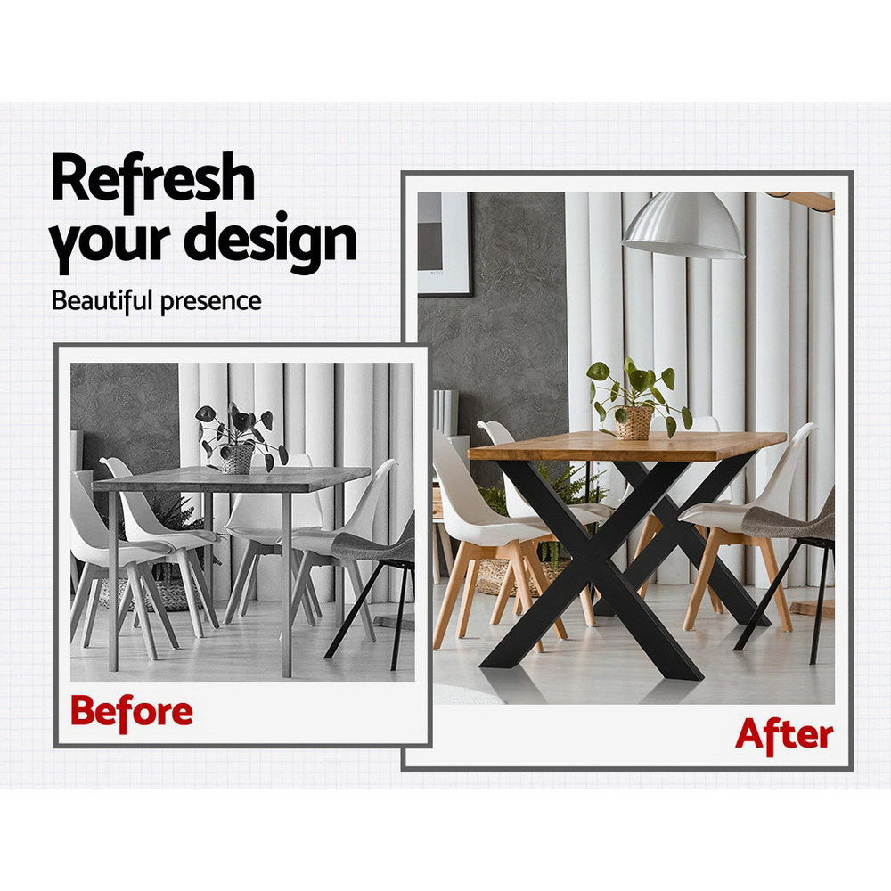 Artiss Metal Table Legs DIY X-shaped 71X60CM Set of 2 TAB-LEG-X-7160-BKX2