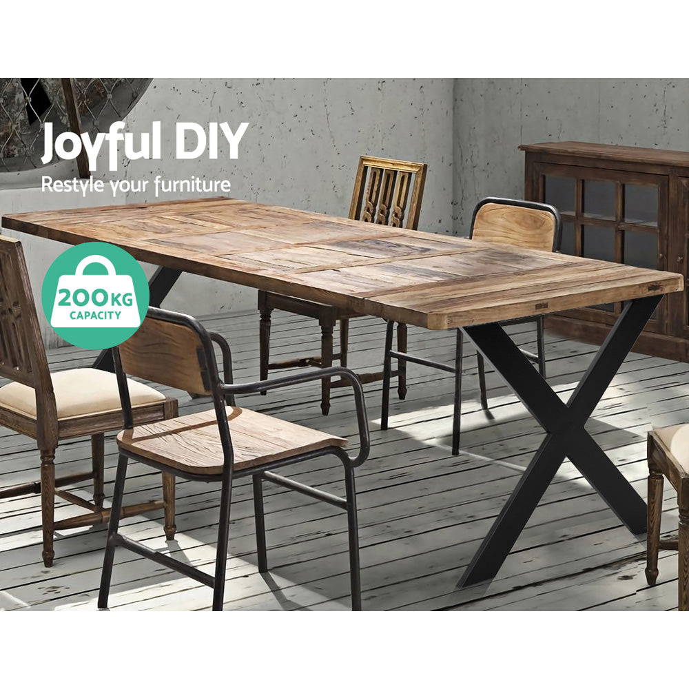 Artiss Metal Table Legs DIY X-shaped 71X60CM Set of 2 TAB-LEG-X-7160-BKX2