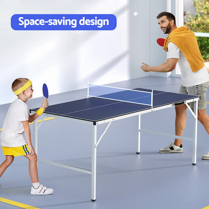 Everfit Table Tennis Ping Pong Table Portable Foldable Family Game Home Indoor TABLE-TENNIS-152-BL
