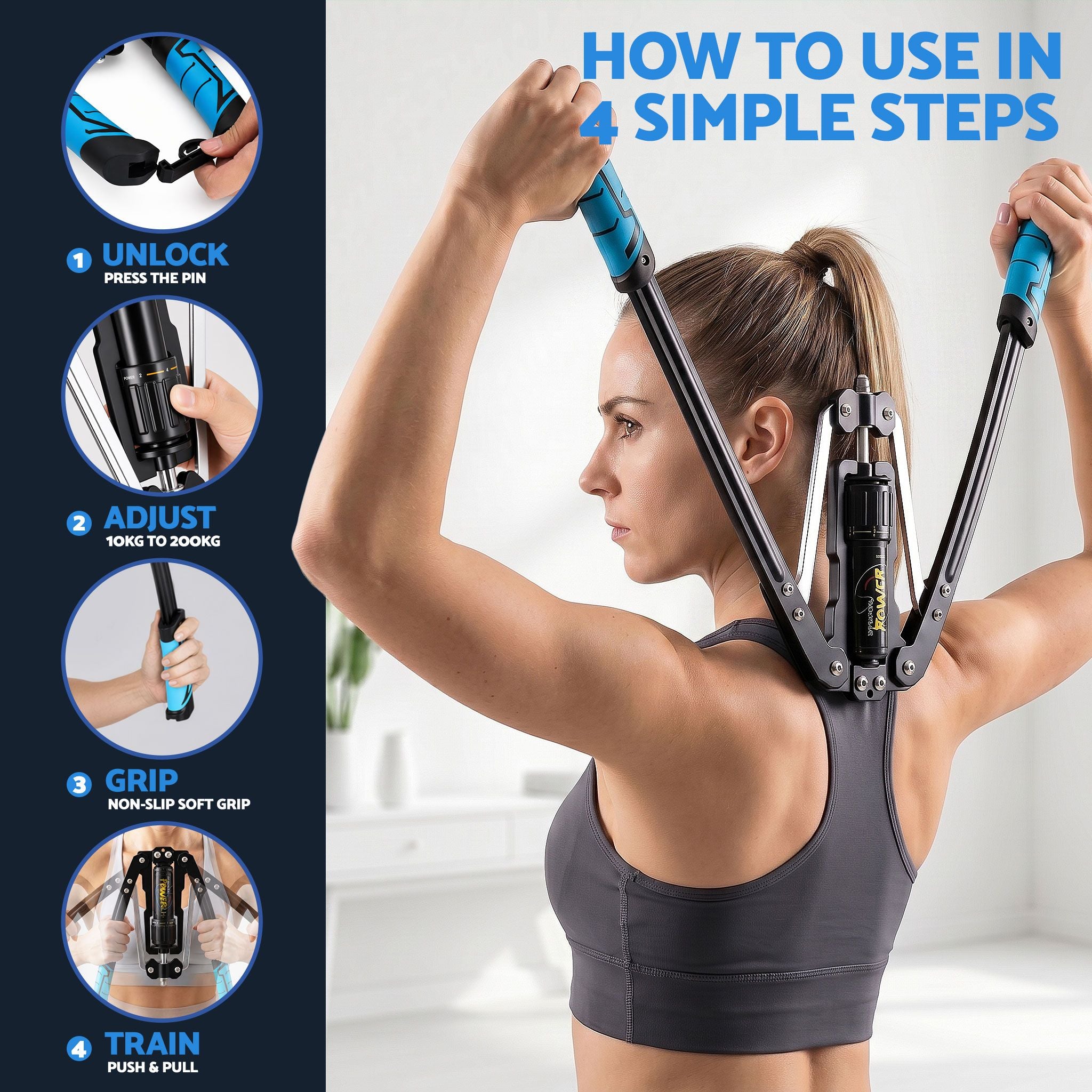 Everfit Twister Arm Exerciser Chest Trainer 10-200kg Adjustable Hydraulic Power