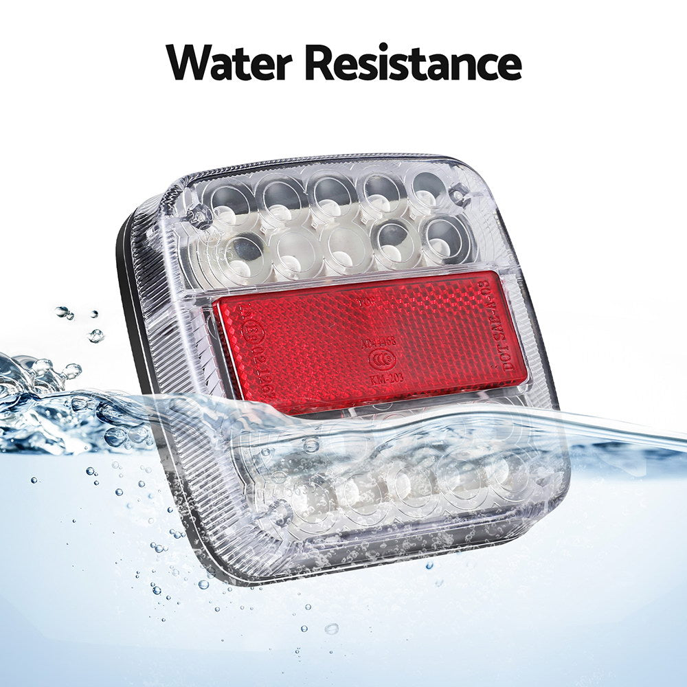 Giantz Pair 26 LED Tail Lights Stop Reverse Indicator 12V Ute Trailer Truck TAIL-LT-26X2-VTL
