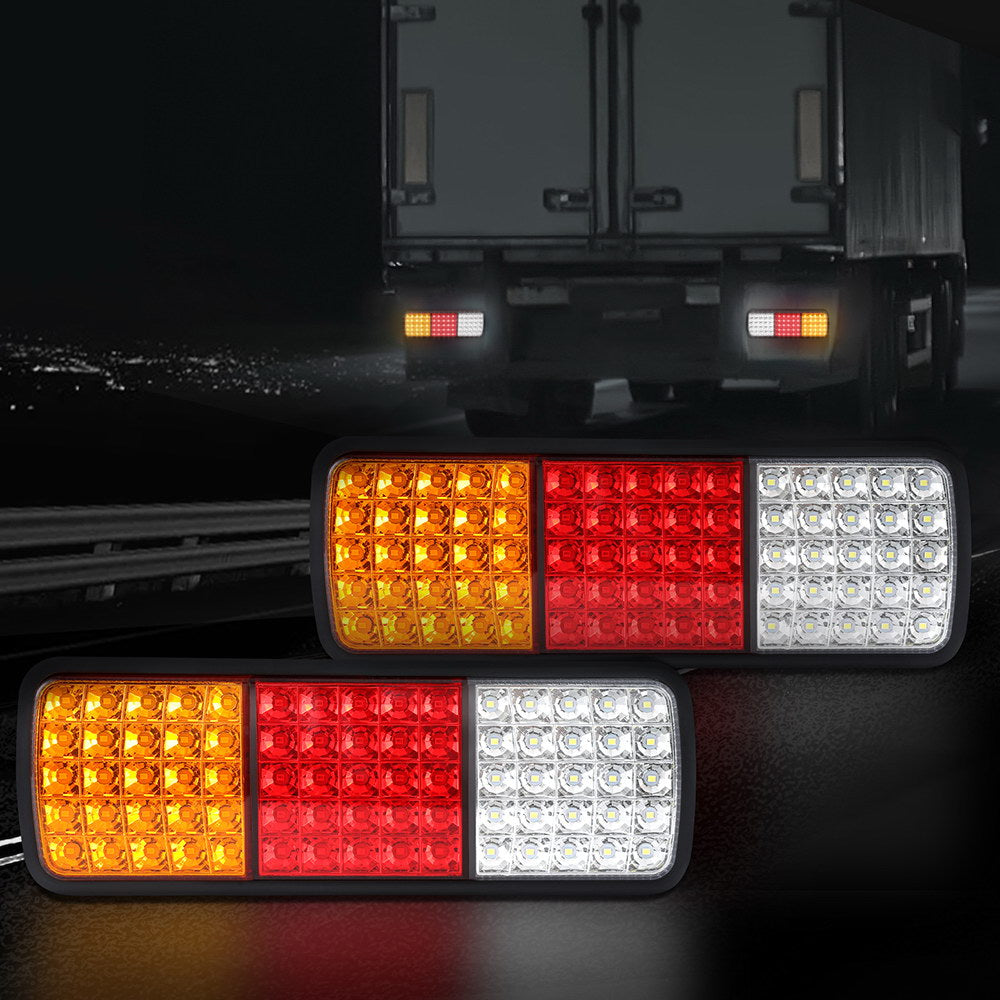 Giantz Pair 75 LED Tail Lights Stop Reverse Indicator 12V Ute Trailer Caravan Truck Boat TAIL-LT-75X2-HRL