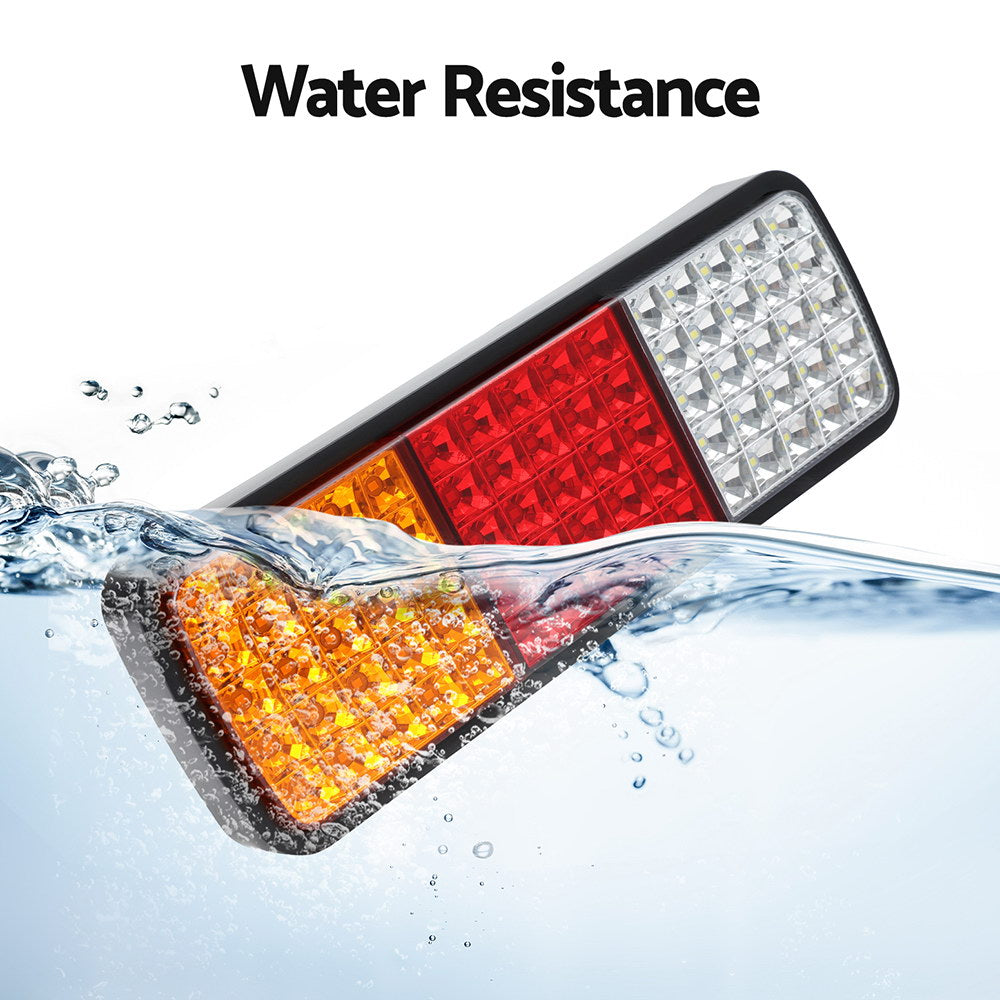 Giantz Pair 75 LED Tail Lights Stop Reverse Indicator 12V Ute Trailer Caravan Truck Boat TAIL-LT-75X2-HRL