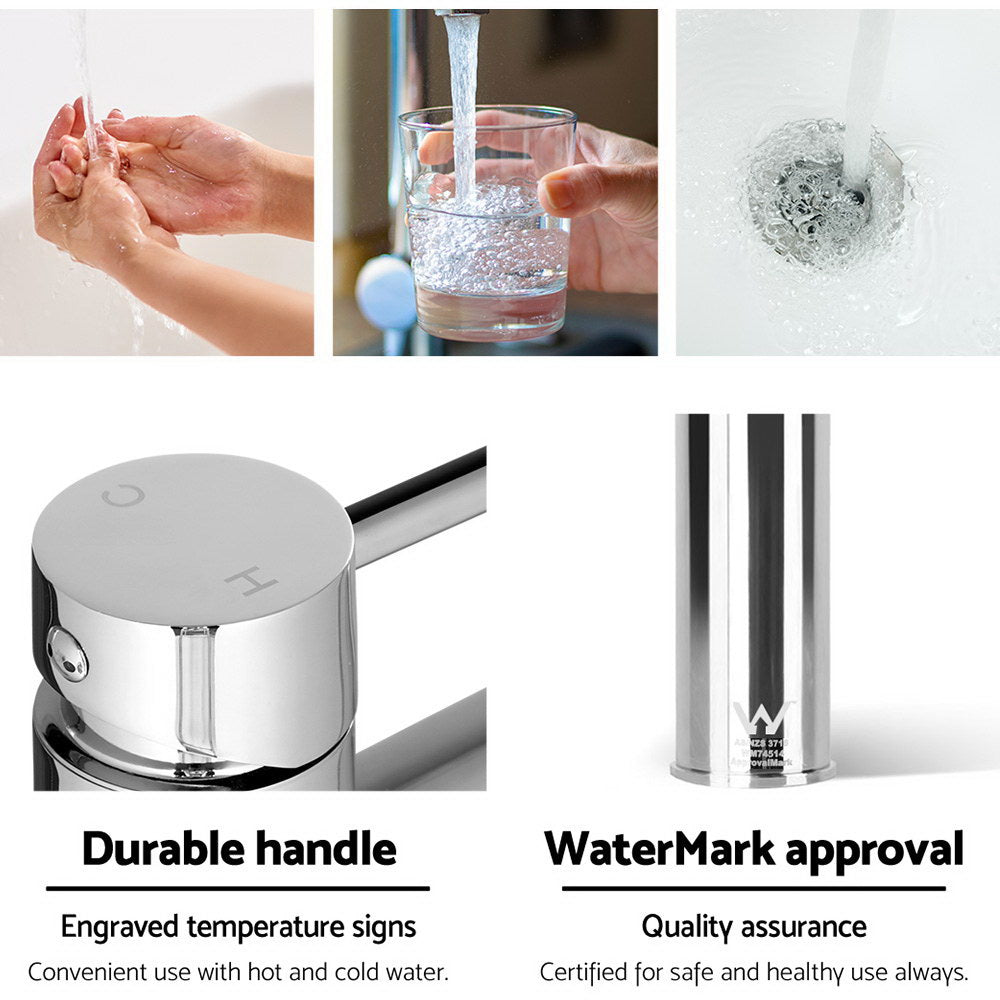 Cefito Bathroom Basin Mixer Tap Round Brass Faucet Vanity Laundry Chrome TAP-A-81H13-SI