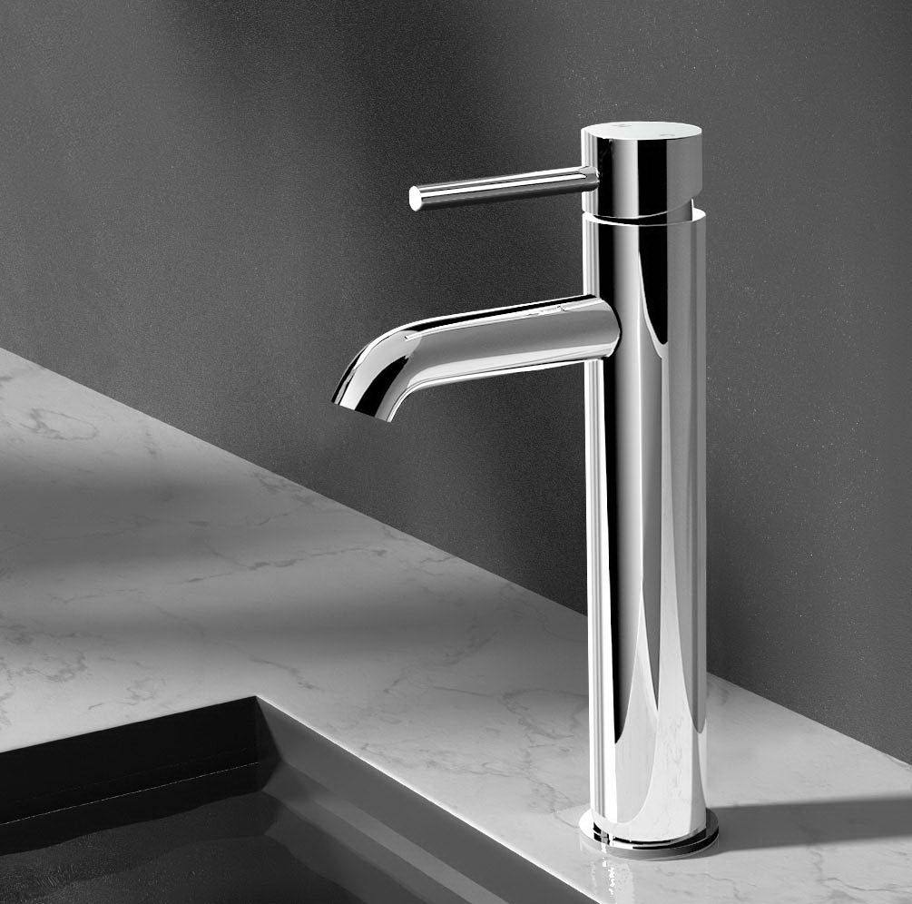 Cefito Bathroom Basin Mixer Tap Round Tall Faucet Vanity Laundry Chrome TAP-A-81H14-SI