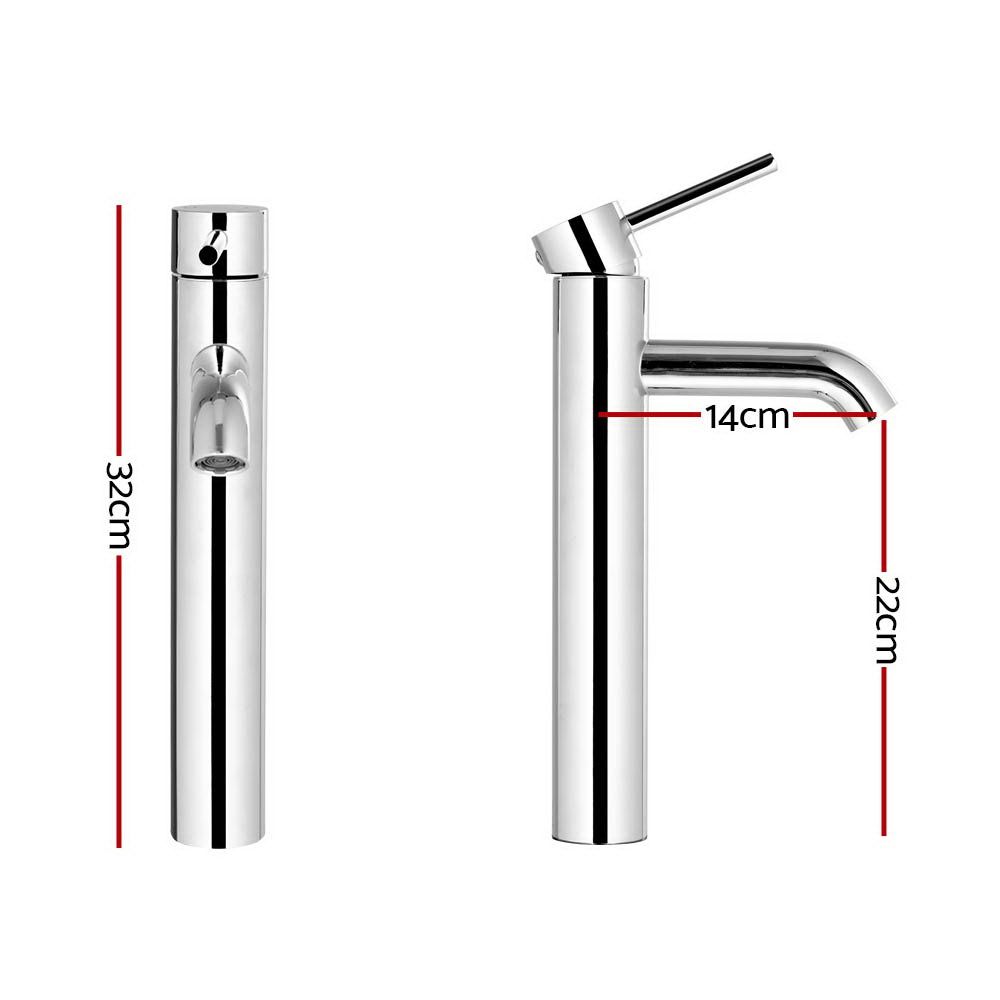 Cefito Bathroom Basin Mixer Tap Round Tall Faucet Vanity Laundry Chrome TAP-A-81H14-SI