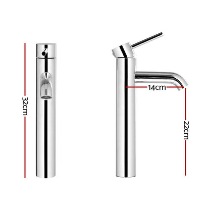 Cefito Bathroom Basin Mixer Tap Round Tall Faucet Vanity Laundry Chrome TAP-A-81H14-SI