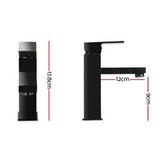 Cefito Bathroom Basin Mixer Tap Square Faucet Vanity Laundry Black TAP-A-81H57-BK
