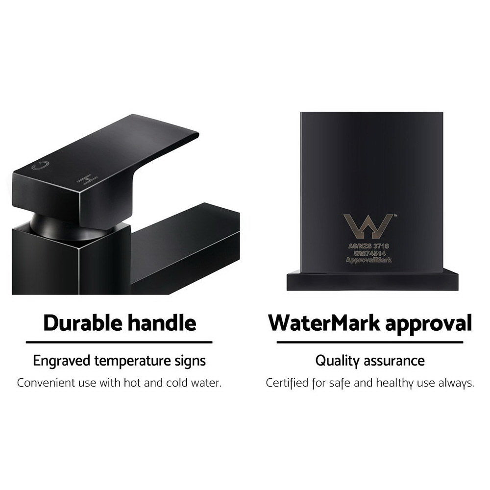 Cefito Bathroom Basin Mixer Tap Square Faucet Vanity Laundry Black TAP-A-81H57-BK