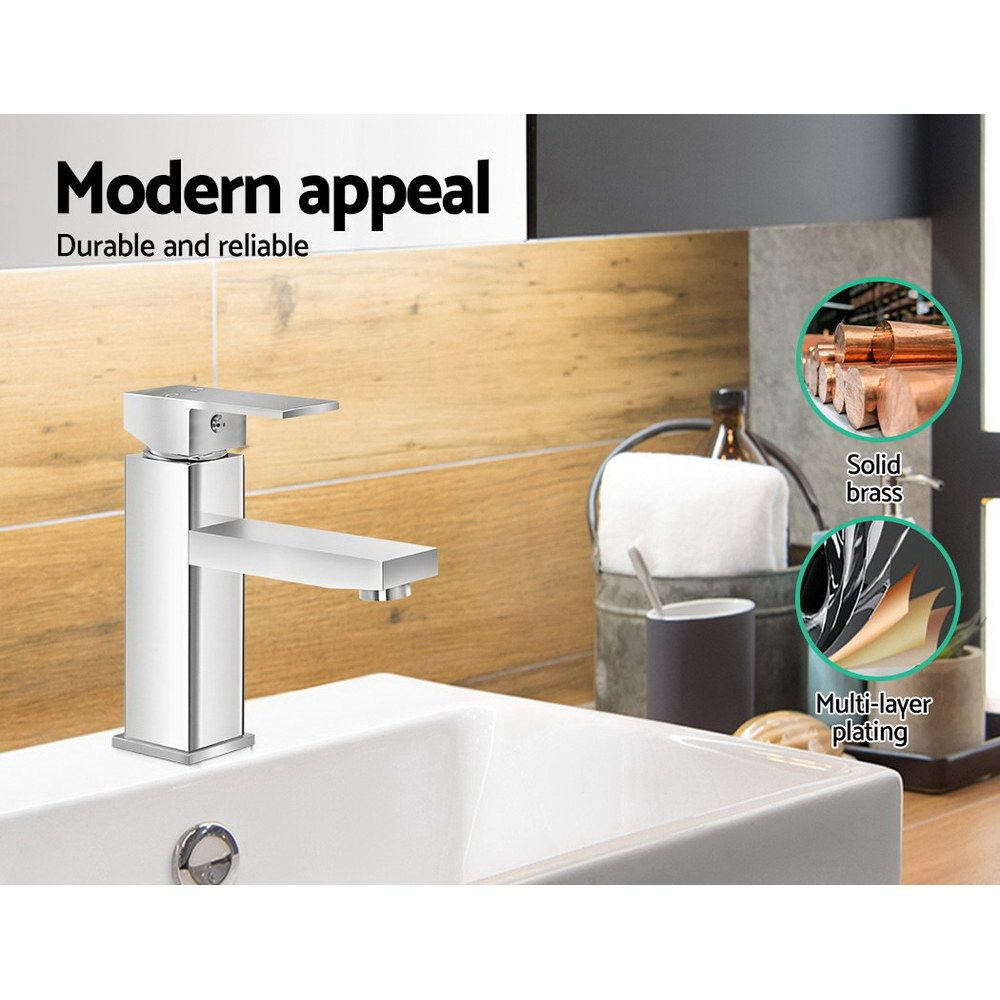 Cefito Bathroom Basin Mixer Tap Square Faucet Vanity Laundry Chrome TAP-A-81H57-SI