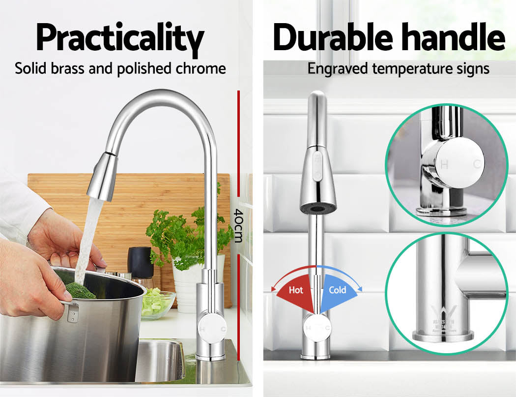 Cefito Kitchen Mixer Tap Pull Out 2 Mode Sink Faucet Basin Laundry Chrome TAP-A-82H11-SI