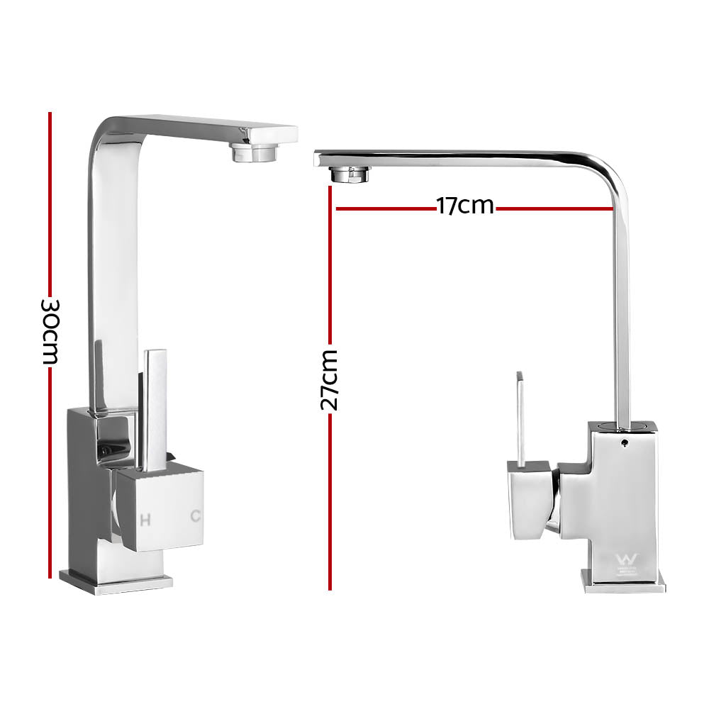 Cefito Kitchen Mixer Tap Mixer Square Sink Faucet Basin Laundry Chrome TAP-A-82H35-SI