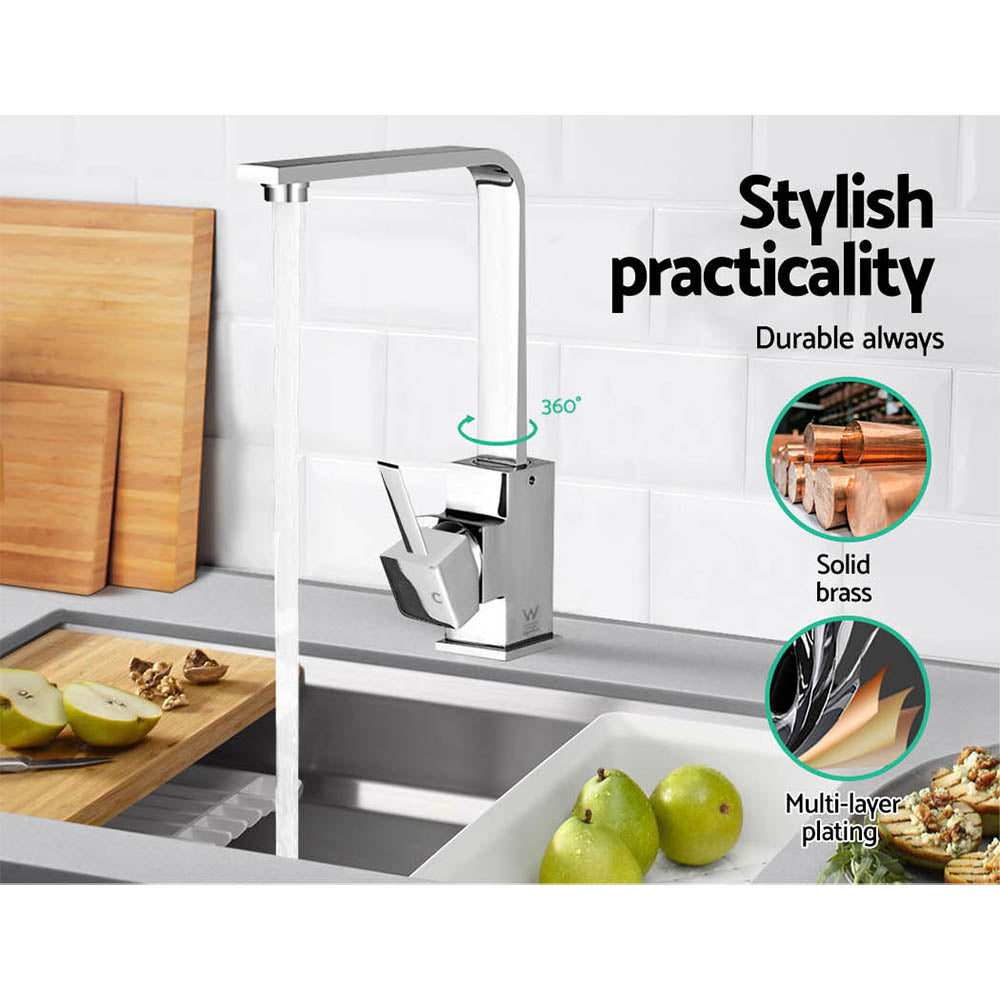 Cefito Kitchen Mixer Tap Mixer Square Sink Faucet Basin Laundry Chrome TAP-A-82H35-SI