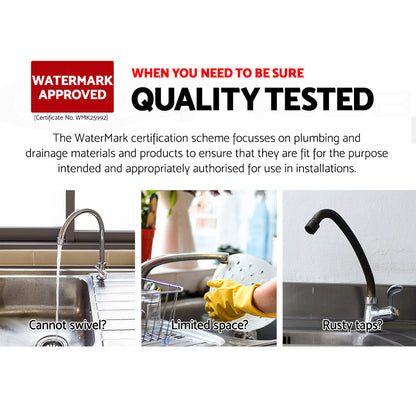 Cefito Kitchen Mixer Tap Mixer Round Sink Faucet Basin Laundry Black TAP-A-82H37-BK