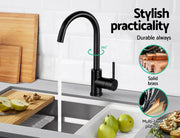 Cefito Kitchen Mixer Tap Mixer Round Sink Faucet Basin Laundry Black TAP-A-82H37-BK