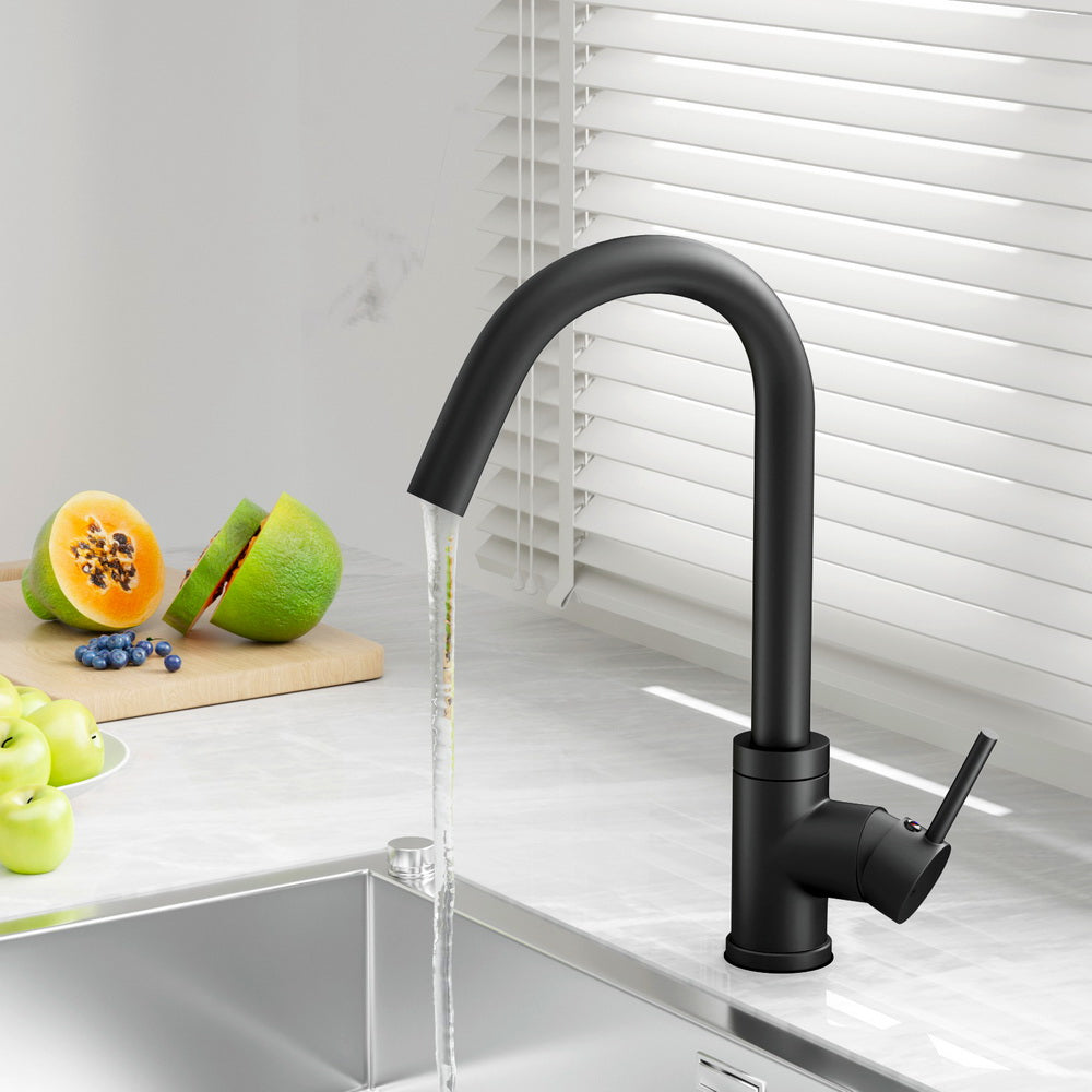 Cefito Kitchen Mixer Tap Mixer Round Sink Faucet Basin Laundry Black TAP-A-82H37-BK