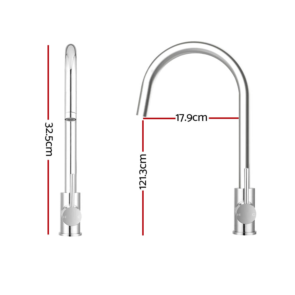 Cefito Kitchen Mixer Tap Mixer Round Sink Faucet Basin Laundry Chrome TAP-A-82H37-SI