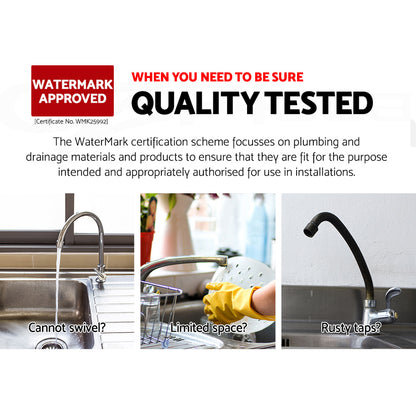 Cefito Kitchen Mixer Tap Mixer Round Sink Faucet Basin Laundry Chrome TAP-A-82H37-SI