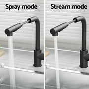 Cefito Kitchen Mixer Tap Pull Out Rectangle 2 Mode Sink Basin Faucet Swivel WELS Black TAP-A-82H48-BK