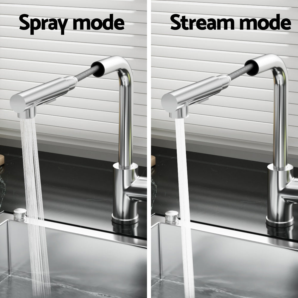 Cefito Kitchen Mixer Tap Pull Out Rectangle 2 Mode Sink Basin Faucet Swivel WELS Chrome TAP-A-82H48-SI