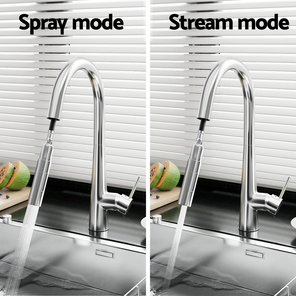 Cefito Kitchen Mixer Tap Pull Out Round 2 Mode Sink Basin Faucet Swivel WELS Chrome TAP-A-82H52-SI
