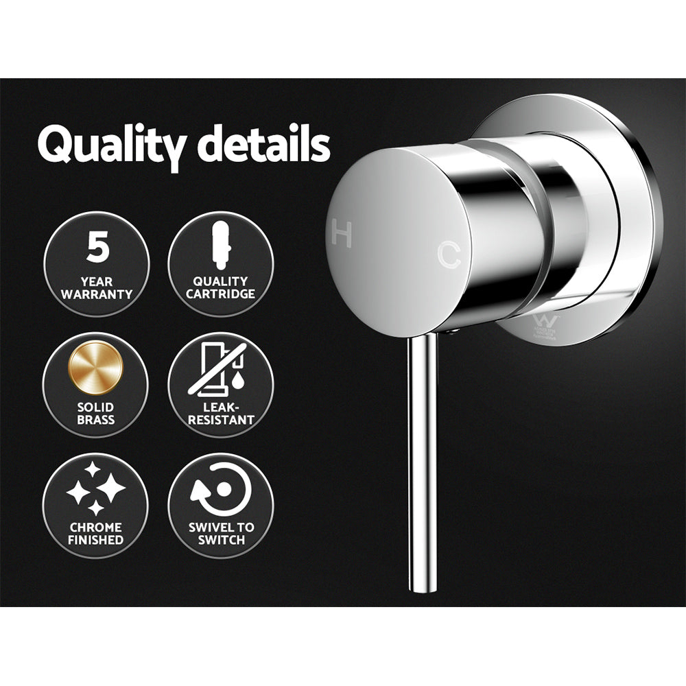 Cefito Basin Mixer Wall Tap Round Brass Faucet Shower Bathtub Chrome TAP-A-MIXER-RO-SI